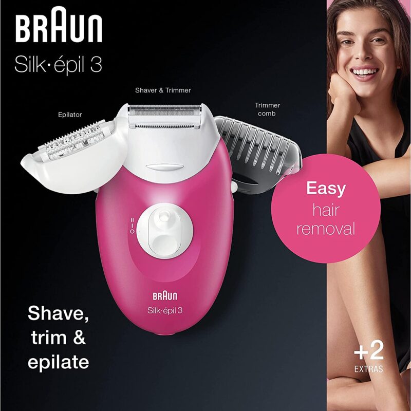 براون سيلك ابيل 3 ازالة الشعر للمناطق الحساسة و البكيني 3 ملحقات BRAUN SE3410