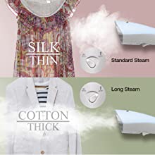 Adjustable steam length to suit fabric at hand