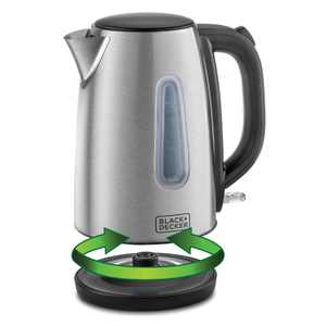 Black+Decker 1.7 Litre Concealed Coil Stainless Steel Kettle, Silver 