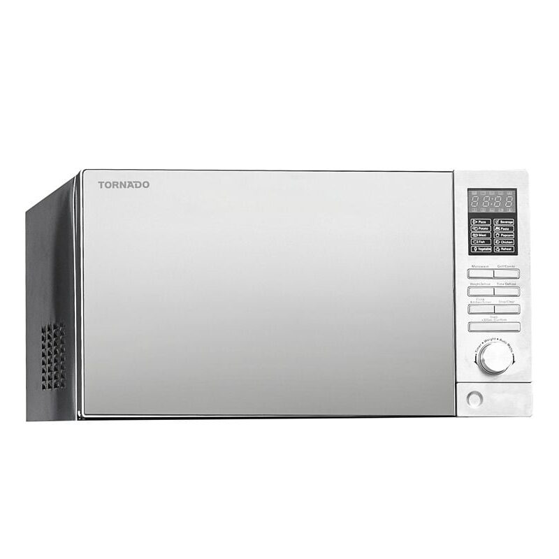 ميكروويف تورنيدو 25 لتر بالشواية سيلفر TORNADO MOM-C25BBE-S