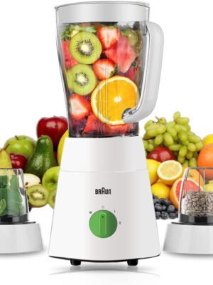 خلاط براون 3 في 1 500 وات ابيض JB0123WH braun