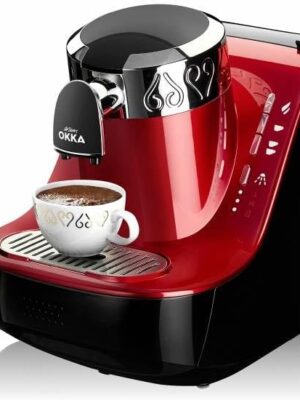 ماكينة تحضير القهوة التركية من ارزوم اوكا- أحمر/فضى- OK002