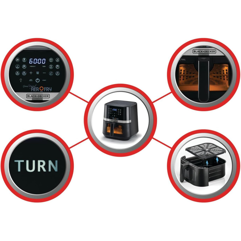 قلاية بطاطس بلاك أند ديكر بدون زيت 5.8 لتر 2 كيلو جرام AF5800-B5 blackanddecker قلاية بطاطس بلاك أند ديكر بدون زيت 5.8 لتر 2 كيلو جرام AF5800-B5 blackanddecker