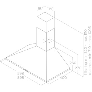 شفاط بوتاجاز مطبخ بلت ان اليكا 60 سم طمايا TAMAYANWSTDIX/F/60 elica