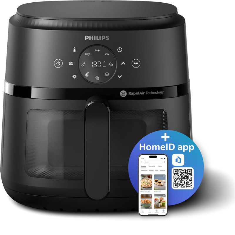 philips-airfryer-na231-09-digital-window-black قلاية هوائية فيليبس موديل NA231/09 سعة 6.2 لتر باللون الأسود مع نافذة رؤية شفافة وشاشة تحكم باللمس