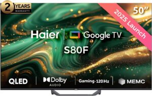 تليفزيون هاير 50 بوصة سمارت جوجل الذكي 4K QLED H50S80F haier