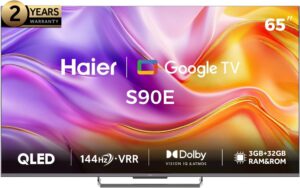 تليفزيون هاير 65 بوصة سمارت جوجل الذكي 144 هرتز 4K QLED H65S90EU haier