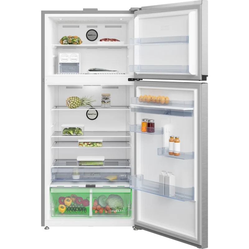 beko-630l-net-capacity-interior-shelves ثلاجة بيكو 650 لتر 24 قدم إستانليس انفرتر موديل RDNE650E60XP سعة صافية 630 لتر