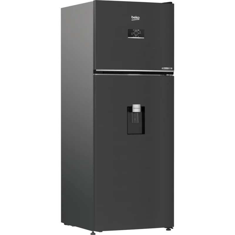 beko-dark-inox-texture-finish ثلاجة بيكو 500 لتر إستانليس غامق بالحنفية هارفست فريش انفرتر موديل B3RDNE500LXBR