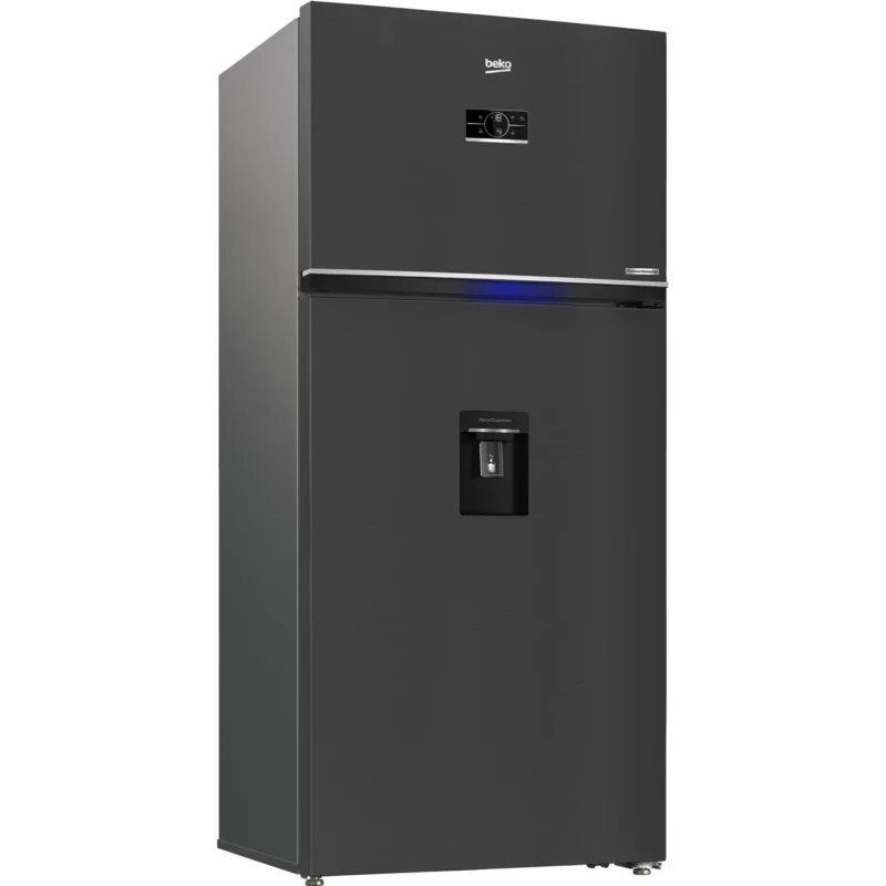 beko-fridge-with-water-dispenser-side-view ثلاجة بيكو 24 قدم إستانليس غامق بالحنفية موديل REDNE650E60ZXR سعة 650 لتر