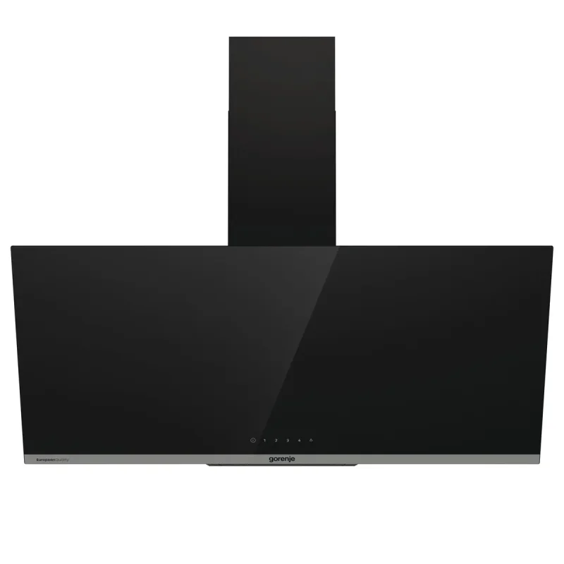 gorenje-decorative-hood-90cm-black-whi944eb-front-view (2) copy شفاط مطبخ جورينجي ديكوري عرض 90 سم لون أسود موديل WHI944EB يظهر التصميم الهرمي وأزرار التحكم