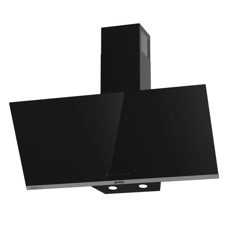 gorenje-decorative-hood-90cm-black-whi944eb-front-view (3) copy شفاط مطبخ جورينجي ديكوري عرض 90 سم لون أسود موديل WHI944EB يظهر التصميم الهرمي وأزرار التحكم