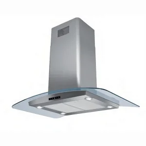 شفاط Elba ECH 9665 GLX جزيرة 90 سم زجاج شفاف وستانلس ستيل 3 سرعات