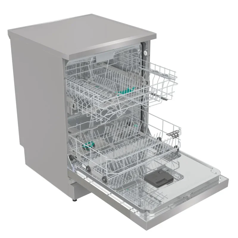 غسالة أطباق جورينجي 16 فرد ستانلس ستيل GS643D60X (3) غسالة أطباق جورينجي فري ستاند موديل GS643D60X لون فضي سعة 16 فرد مع شاشة تحكم باللمس و3 أرفف، معروضة في Appliance