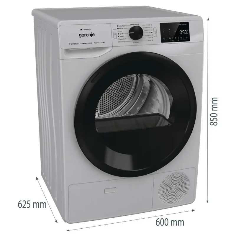 مجفف ملابس جورنيا 9 كيلو هيت بمب واي فاي فضي موديل DPNE92GNLWA (1) copy مجفف Gorenje DPNE92/GNLW/A هيت بمب 9 كيلو لون فضي واي فاي وتكنولوجيا TwinAir