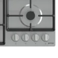 مسطح Gorenje G641EX غاز 60 سم ستانلس ستيل 4 شعلات مع حوامل زهر ومفاتيح تحكم أمامية