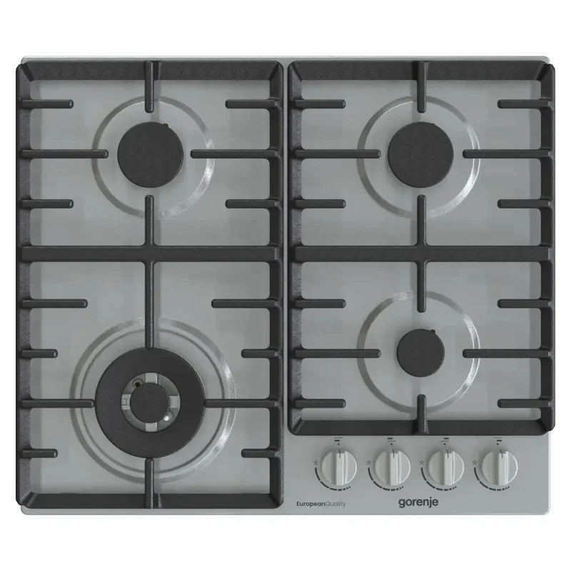 مسطح Gorenje GW642X غاز 60 سم ستانلس ستيل 4 شعلات منهم شعلة ثلاثية وحوامل زهر
