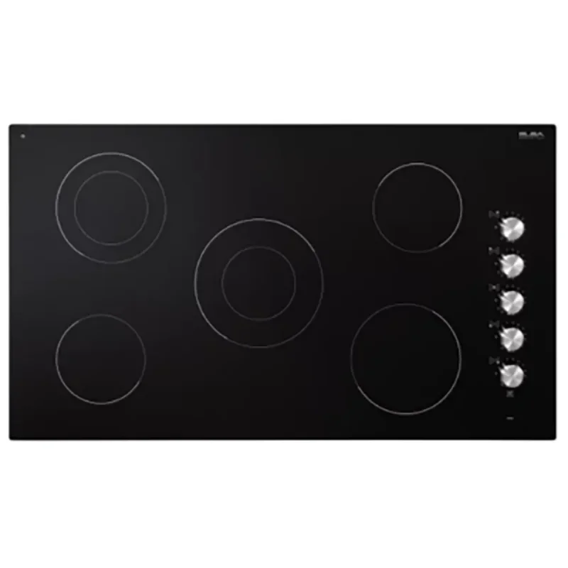 مسطح Elba EVC915SK سيراميك 90 سم 5 عيون ومفاتيح تحكم جانبية ومؤشر حرارة